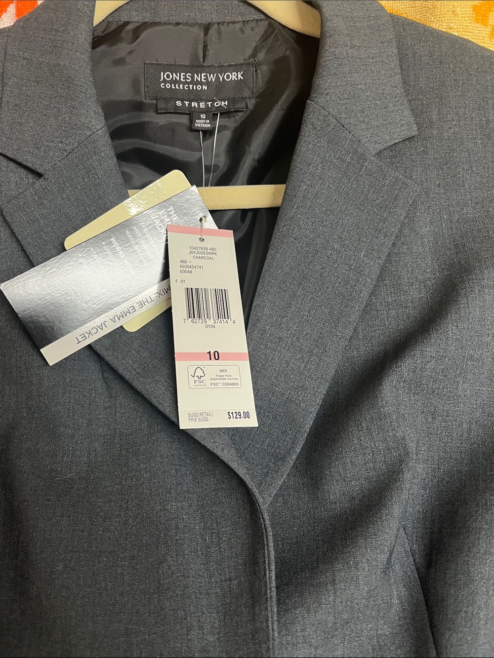 Jones New York Charcoal Gray Stretch Blazer